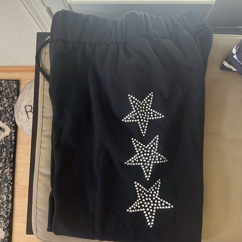 Blue Buttercup- French Terry sweatpants with bling star trim. Size small. NWT